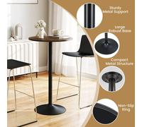 Costway Round Bistro Table Height Adjustable Cocktail Table Pub Snack Table in Brown COSTWAY Brown