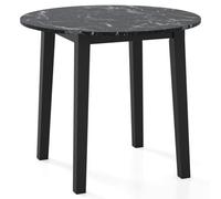 Costway Round Dining Table 90 Cm Kitchen Table W/ Rubber Wood Legs-Black