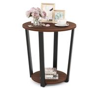 Costway Round End Table 2-Tier Accent Side Table Nightstand Bedside Table