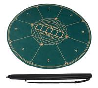 COSTWAY Round Poker Mat, 8 Player Foldable Texas Holdem Table Layout Mat with Anti-Slip Rubber Base & Carrying Bag, Portable Poker Tabletop for Card Casino Game, Green (120cm/47 Inches)