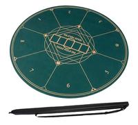 COSTWAY Round Poker Mat, 8 Player Foldable Texas Holdem Table Layout Mat with Anti-Slip Rubber Base & Carrying Bag, Portable Poker Tabletop for Card Casino Game, Green (140cm/55 Inches)