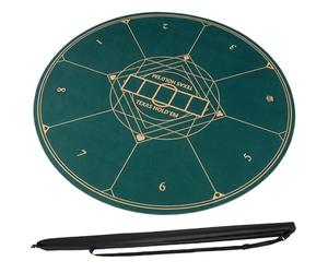 COSTWAY Round Poker Mat, 8 Player Foldable Texas Holdem Table Layout Mat with Anti-Slip Rubber Base & Carrying Bag, Portable Poker Tabletop for Card Casino Game, Green (140cm/55 Inches)