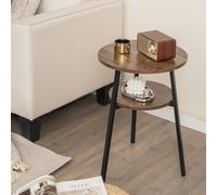 Costway Round Side Table Wooden 2-Tier Sofa End Table Beside Accent Table W/ Storage Shelf