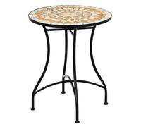 Costway Round Table with Iron Frame & Retro Mosaic Tabletop in Black COSTWAY Black