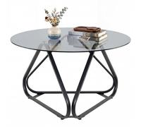 Costway Round Tempered Glass Coffee Table Modern Minimalist Accent Table