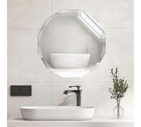 COSTWAY Round Wall Mirror, 76cm Large Circle Makeup Hanging Mirror with Beveled Edge, Frameless HD Glass Wall Mounted Vanity Mirror for Bathroom, Bedroom, Living Room and Hallway