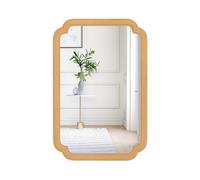 Costway Rounded Corner Arch Wall Mirror 90x60 cm Farmhouse Decorative Mirror in Brown COSTWAY Brown 90x60 cm