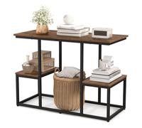 Costway Rustic TV Console Table for 50 Inches TVs Industrial Sofa Table Rack in Brown COSTWAY Brown