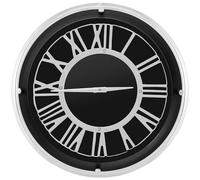 COSTWAY S/L Silent Wall Clock, Non-Ticking Wall Clock with Large Roman Number and Glass Cover, Decorative Modern Round Clock for Study, Bedroom, Office, Living Room & Classroom (Silver + Black, 45cm)