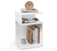Costway S-shaped Bedside Table Modern Side Table Sofa End Table Nightstand in White COSTWAY White