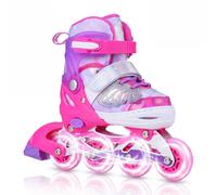 Costway S Size Kids Inline Skates Roller Blades 5-7 Light Up PU in Pink COSTWAY Pink