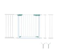 COSTWAY Safety Gate, 80-132cm Pressure Fit Baby Gates with Auto-Close Door, Dual Locks, One-Hand Opening Metal Stair Gate for Dog Baby, White