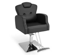 COSTWAY Salon Barber Chair, Professional Classic Hydraulic Hairdressing Chair with Adjustable Headrest and Seat Height, 360° Swivel Haircut Styling Chair for Barbershop, Beauty Spa, Tattoo Shop, Black