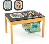 COSTWAY Sand and Water Table, Wooden Sensory Tables with Detachable Storage Bag, Foldable Bin, Multifunction Activity Game Table for Kids