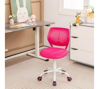 Costway School Desk Chair Ergonomic Study Chair Rolling Swivel Task Chair with Adjustable Height Rose in Pink COSTWAY Pink