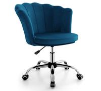 Costway Seashell Back Chair Upholstered Velvet W/ Height Adjustment & Wheels Living Room Home Office