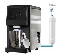 COSTWAY Self Dispensing Countertop Nugget Ice Maker, 26kg(60lbs)/24H Ice Making Machine with Self-cleaning Function, LED Blue Light, Ice Scoop, Removable Drip Tray and Hose for Home Office Bar