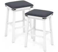 Costway Set Of 2 Bar Stools 76Cm Pu Leather Padded Counter Height Backless Chair