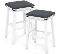 Costway Set of 2 Bar Stools 76cm PU Leather Padded Counter Height Backless Chair in Brown COSTWAY Brown