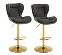 Costway Set Of 2 Bar Stools Adjustable Swivel Leather Pub Chair Kitchen Dining Chairs