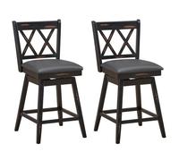 Costway Set Of 2 Bar Stools Counter Height Chair Pub 360 Swiveling Upholstered Seat 24"