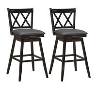 Costway Set Of 2 Bar Stools Counter Height Chair Pub 360 Swiveling Upholstered Seat 29"