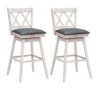 Costway Set Of 2 Bar Stools Counter Height Chair Pub 360 Swiveling Upholstered Seat 29"