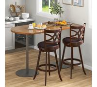 Costway Set Of 2 Bar Stools Counter Height Chair Pub 360 Swiveling Upholstered Seat 29"