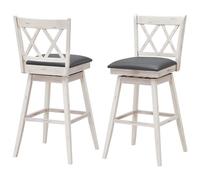 Costway Set of 2 Bar Stools Counter Height Chair Pub 360 Swiveling Upholstered Seat 29" COSTWAY Multicolor