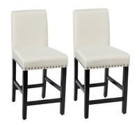 Costway Set Of 2 Bar Stools Counter Height Chair Upholstered W/ Low Backrest & Wide Seat