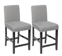 Costway Set Of 2 Bar Stools Counter Height Chair Upholstered W/ Low Backrest & Wide Seat