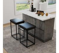Costway Set Of 2 Bar Stools Dining Counter Height Chair Modern Upholstered Pub Stools