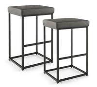 Costway Set of 2 Bar Stools Dining Counter Height Chair Modern Upholstered Pub Stools in Grey COSTWAY Grey