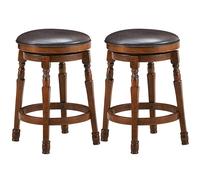Costway Set of 2 Bar Stools Kitchen Counter Height Pub Chair 360 Swivel 62cm Tall in Brown COSTWAY Brown