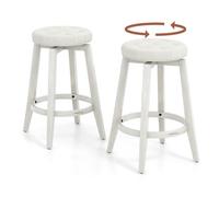Costway Set Of 2 Bar Stools Kitchen Upholstered Chair 360 Swivel Pub Stool 66Cm