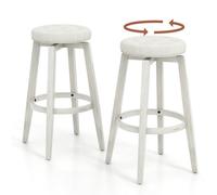 Costway Set Of 2 Bar Stools Kitchen Upholstered Chair 360 Swivel Pub Stool 76Cm
