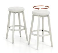 Costway Set of 2 Bar Stools Kitchen Upholstered Chair 360 Swivel Pub Stool 76cm in Beige COSTWAY Beige