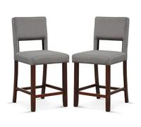 Costway Set Of 2 Bar Stools Linen Counter Height Chair Upholstered Kitchen Island Stool