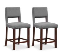 Costway Set of 2 Bar Stools Linen Counter Height Chair Upholstered Kitchen Island Stool in Grey COSTWAY Grey