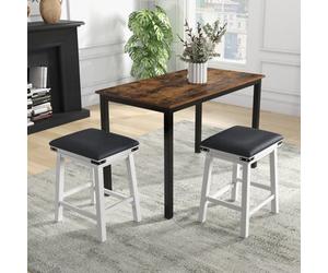 Costway Set Of 2 Bar Stools Pu Leather Padded Backless Counter Height Chair-White