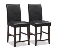 Costway Set Of 2 Bar Stools Pu Upholstered Bar Counter Height Chair Kitchen Dining Chair