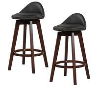 Costway Set of 2 Bar Stools PVC Leather Counter Height Chair 360° Swivel Padded Seat in Black COSTWAY Black