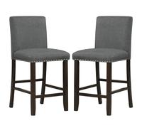 Costway Set of 2 Bar Stools Upholstered Bar Chairs Pub Stool Chair Kitchen Dining Chair in Grey COSTWAY Grey