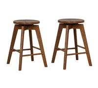 Costway Set Of 2 Bar Stools Wood Counter Height Chair 360 Swivel Kitchen Seat Backless