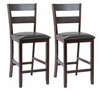 Costway Set of 2 Bar Stools Wood Padded Counter Height Pub Chairs Kitchen Dining Chair in Black COSTWAY Black
