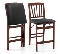 Costway Set of 2 Counter Height Chairs Folding Kitchen Island Stool in Brown COSTWAY Brown