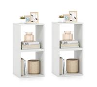 Costway Set of 2 Cube Storage Organizer Stackable Open Bookcase Display Rack Bookshelf in White COSTWAY White