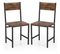 Costway Set of 2 Dining Chairs Armless Dinner Chairs w/ Metal Legs-Brown in Brown COSTWAY Brown
