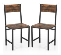 Costway Set of 2 Dining Chairs Armless Dinner Chairs w/ Metal Legs in Brown COSTWAY Brown