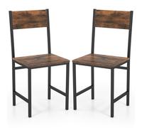 Costway Set Of 2 Dining Chairs Armless Industrial Kitchen Side Chairs W/ Metal Legs